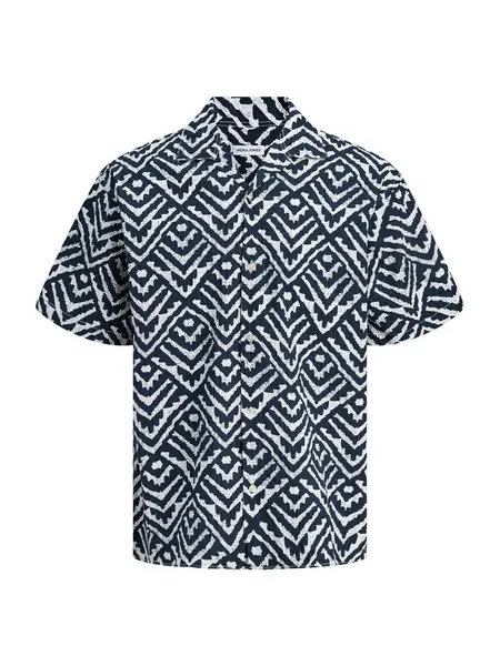 Jack & Jones Plus Košeľa 'JJMILO'  tmavomodrá / biela