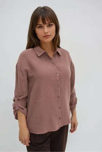 Marisse WOMEN'S SHIRT Z-KO-4800 COFFEE