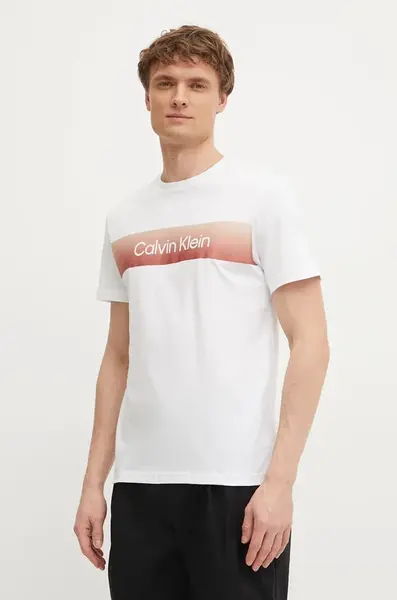 Bavlněné tričko Calvin Klein bílá barva, s potiskem, K10K114163