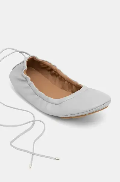 Kožené baleríny BOSS Roxanne šedá barva, 50542390