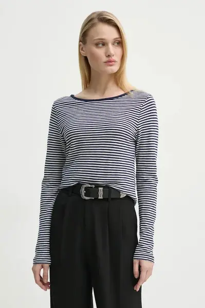 Bavlněné tričko s dlouhým rukávem Marc O'Polo tmavomodrá barva, 502219652129