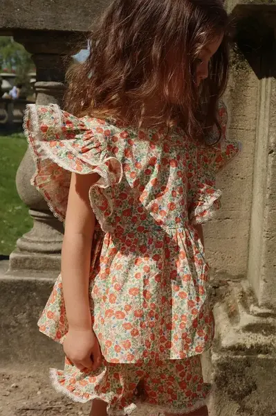 Dětská bavlněná halenka Konges Sløjd VERBENA TOP GOTS oranžová barva, vzorovaná, KS102297