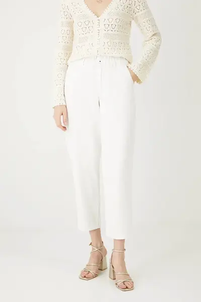 Kalhoty Medicine dámské, bílá barva, široké, high waist