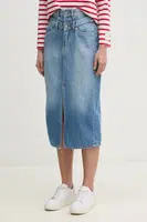 Džínová sukně Pepe Jeans MIDI SKIRT HW DOUBLE modrá barva, midi, PL901207