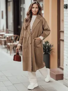 Dámský dlouhý kabát AVELINNI v jodělce, béžový