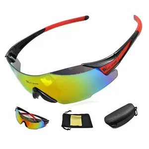 West Biking Cyklistické brýle Windproof UV400, černo-červené