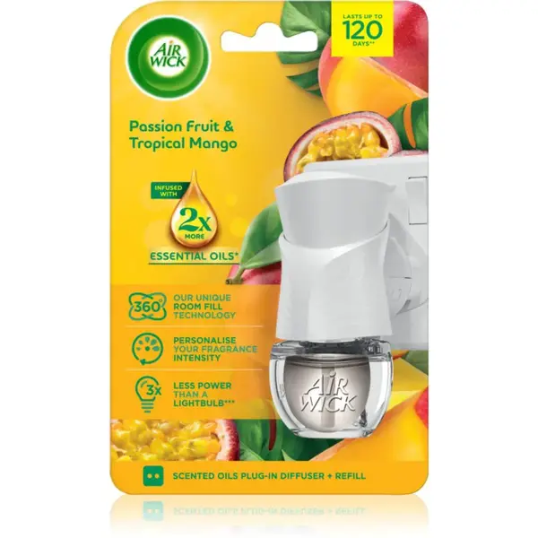 Air Wick Electric Passion Fruit & Tropical Mango elektrický osviežovač vzduchu s náplňou 199 ml