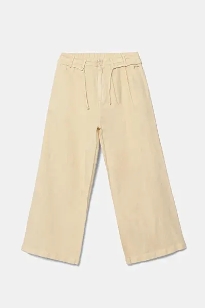 Kalhoty s lněnou směsí pro děti Guess béžová barva, J5GB08 WG5G0