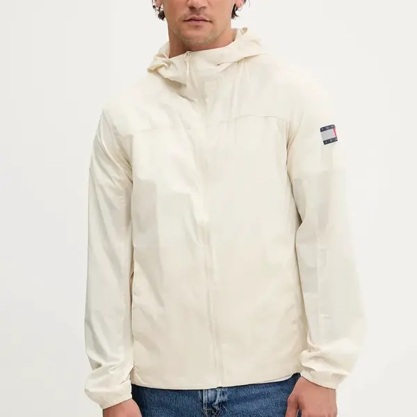 Bunda Tommy Jeans béžová barva, přechodná, DM0DM21669