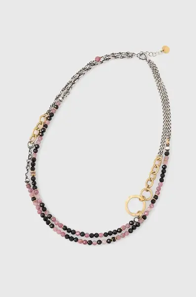Strieborný pozlátený náhrdelník Answear.LAB s turmalínom, vyrobený ručne