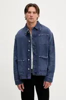 Košilová bunda Tommy Jeans tmavomodrá barva, přechodná, DM0DM21833
