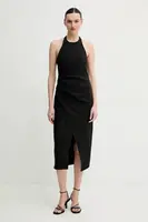 Lněné šaty A.L.C. Sylvie černá barva, midi, 6CDRS02368