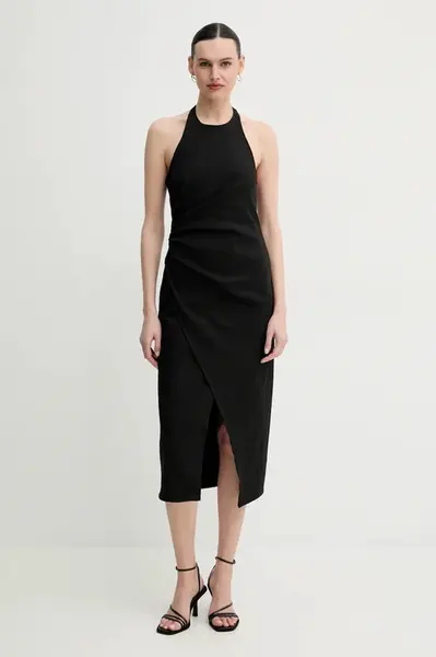 Lněné šaty A.L.C. Sylvie černá barva, midi, 6CDRS02368