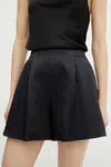 Kraťasy BOSS dámské, tmavomodrá barva, hladké, high waist, 50537474
