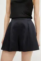 Kraťasy BOSS dámské, tmavomodrá barva, hladké, high waist, 50537474