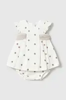 Kojenecké šaty s příměsí lnu Mayoral Newborn béžová barva, mini, 1859