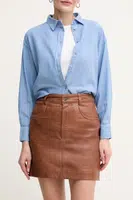Kožená sukně Pepe Jeans HILLARY SKIRT hnědá barva, mini, PL901203