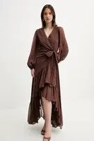 Bavlněné šaty Marciano by Guess ELSA hnědá barva, midi, 5GGK53 7317A