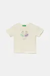 Dětské bavlněné tričko United Colors of Benetton béžová barva, 3I1XG10I4