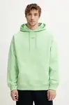 Bavlněná mikina Drôle de Monsieur Le Hoodie Slogan Classique pánská, zelená barva, s kapucí, s potiskem, G-HO161-CO127-LGN