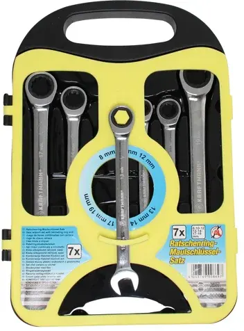 BGS Do it yourself Očkoploché ráčnové klíče 8-19 mm, sada 7 dílů v držáku