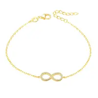 Beneto Pozlacený stříbrný náramek s krystaly AGB483/20-GOLD