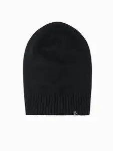Ombre Men's winter cotton knit beanie hat - black