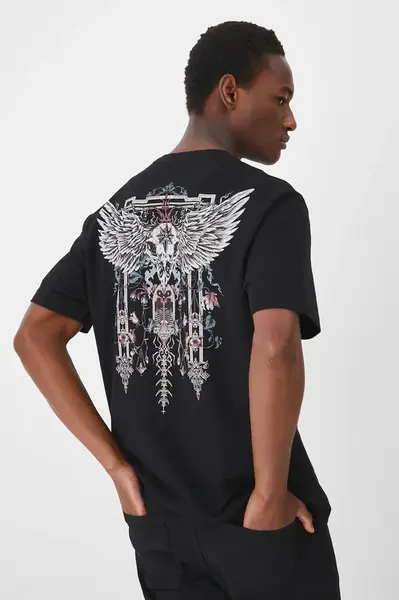 Bavlněné tričko Medicine pánské, černá barva, s potiskem