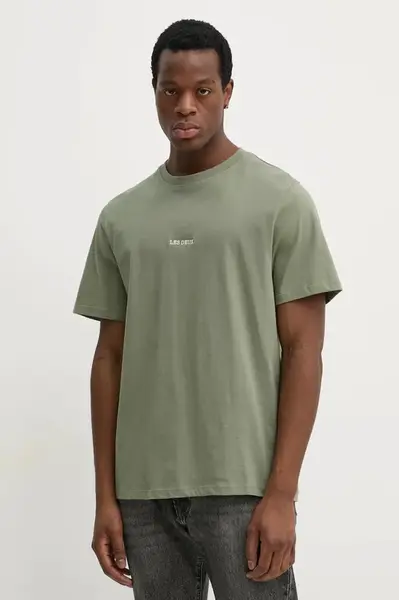 Bavlněné tričko Les Deux zelená barva, LDM101184