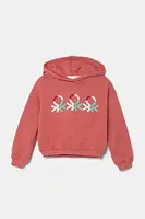 Dětská bavlněná mikina United Colors of Benetton růžová barva, s kapucí, s potiskem, 3J68C204D