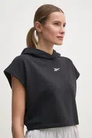 Mikina Reebok Classic dámská, černá barva, s kapucí, hladká, 100214177
