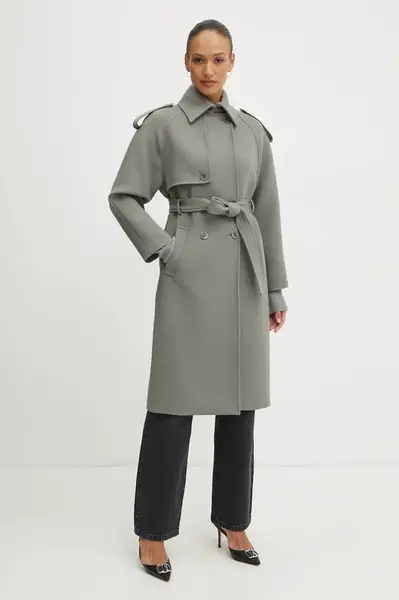 Kabát Patrizia Pepe dámský, šedá barva, přechodný, 8O0169 A5J1