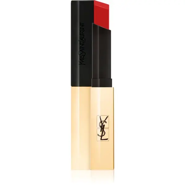 Yves Saint Laurent Rouge Pur Couture The Slim tenký zmatňujúci rúž s koženým efektom odtieň 28 True Chili 2.2 g