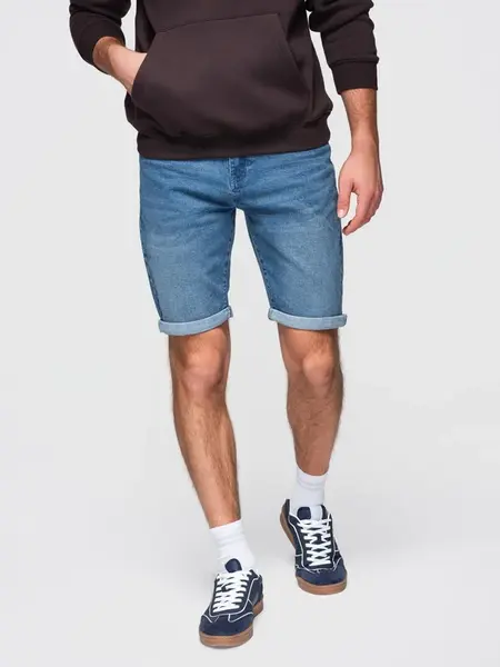 Ombre Men's denim shorts with rolled up leg - blue