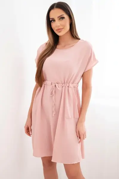 Šaty Kesi s krátkym rukávom a viazaním v páse