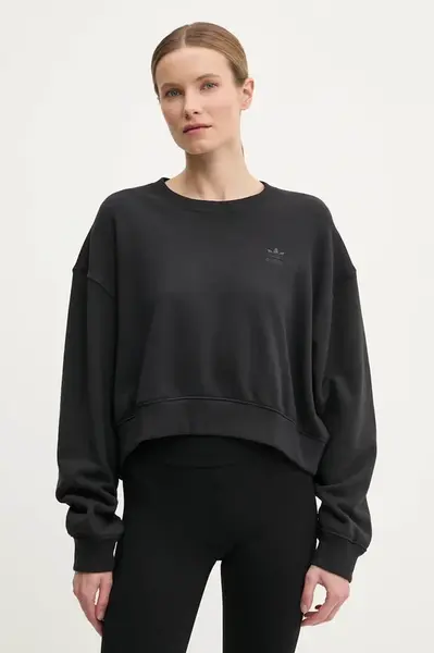 Bavlněná mikina adidas Originals Nelson dámská, černá barva, s potiskem, JC8335