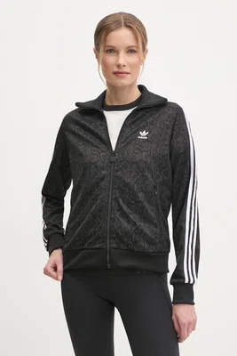 Mikina adidas Originals SNAKE FB TT dámská, černá barva, vzorovaná, JI8404