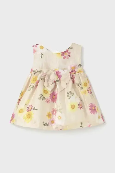 Dětské plátěné šaty Mayoral Newborn žlutá barva, mini, 1863