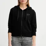 Bavlněná mikina Armani Exchange dámská, černá barva, s kapucí, hladká, XW000496 AF12739