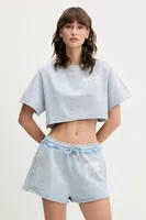 Bavlněné tričko Moschino Jeans dámské, modrá barva, 1708 3730