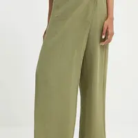 Bavlněné kalhoty Answear.LAB dámské, zelená barva, široké, high waist