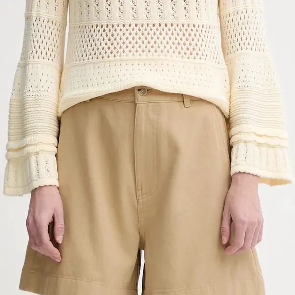 Bavlněné šortky Filippa K dámské, zelená barva, high waist, 31423.FK