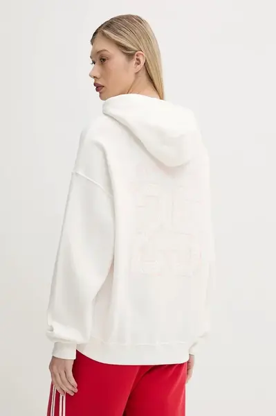 Mikina Hollister Co. dámská, bílá barva, s kapucí, s aplikací, KI352-5139