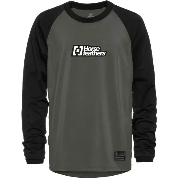 Horsefeathers SPIKE LS YOUTH Chlapčenský cyklistický dres, tmavo zelená, veľkosť