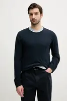 Svetr s příměsí lnu Pepe Jeans LAYNE pánský, tmavomodrá barva, lehký, PM702519