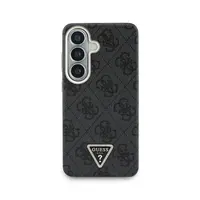 Zadní kryt Guess PU Leather 4G Strass Triangle Logo Gold Frame Magnetic pro Samsung Galaxy S26, černá