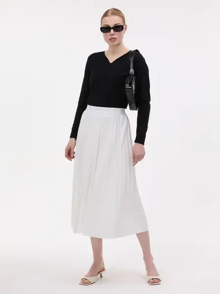 Krémová midi sukně ORSAY