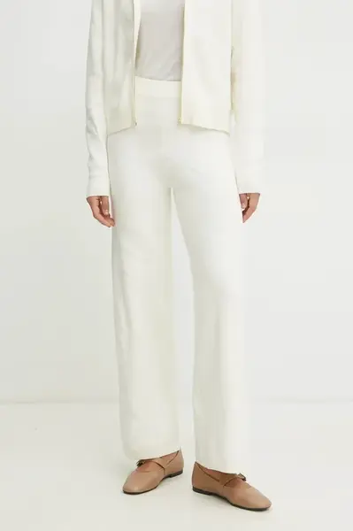 Kalhoty Marella UGHETTA2 dámské, béžová barva, jednoduché, high waist, 2513331011200