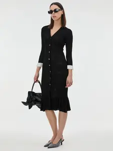 Černé dámské pletené midi šaty ORSAY