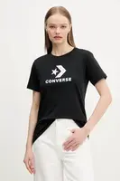 Bavlněné tričko Converse černá barva, 10027386-A01